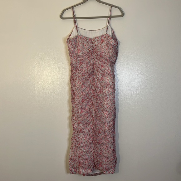 Bardot | New Pink Ditsy floral ruched midi dress Women’s size 12/XL cocktail - Picture 6 of 8